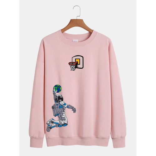 Mens Astronaut Graphic Print Relaxed Fit Round Neck Lounge Sweatshirt Mens Astronaut Graphic Print Relaxed Fit Round Neck Lounge Sweatshirt
