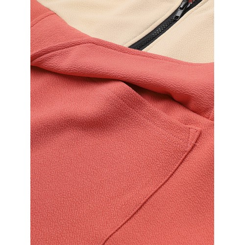 Mens Contrast Color Half Zipper Front Loose Fit Long Sleeve Hoodies With Pocket Mens Contrast Color Half Zipper Front Loose Fit Long Sleeve Hoodies With Pocket