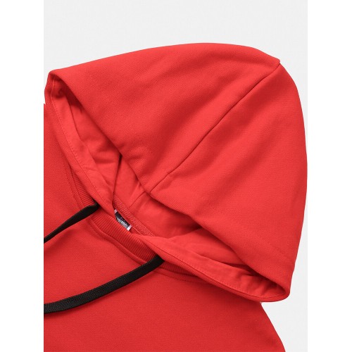 Mens Contrast Patchwork Sleeve 100% Cotton Casual Kangaroo Pocket Drawstring Hoodies Mens Contrast Patchwork Sleeve 100% Cotton Casual Kangaroo Pocket Drawstring Hoodies