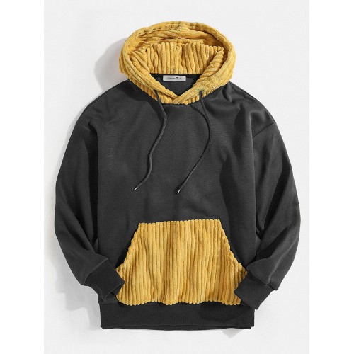 Mens Contrast Patchwork Casual Relaxed Fit Kangaroo Pocket Drawstring Hoodies Mens Contrast Patchwork Casual Relaxed Fit Kangaroo Pocket Drawstring Hoodies