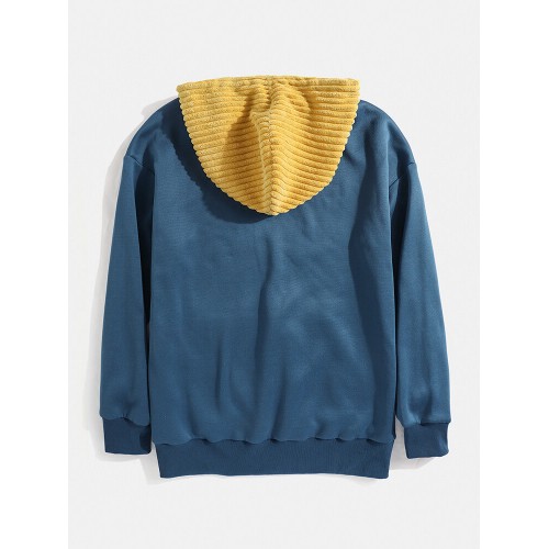 Mens Contrast Patchwork Casual Relaxed Fit Kangaroo Pocket Drawstring Hoodies Mens Contrast Patchwork Casual Relaxed Fit Kangaroo Pocket Drawstring Hoodies