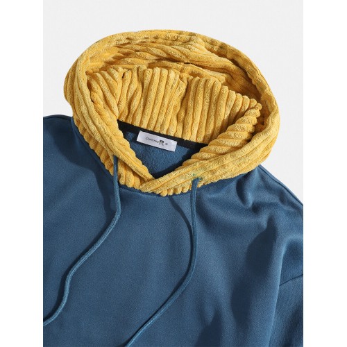 Mens Contrast Patchwork Casual Relaxed Fit Kangaroo Pocket Drawstring Hoodies Mens Contrast Patchwork Casual Relaxed Fit Kangaroo Pocket Drawstring Hoodies