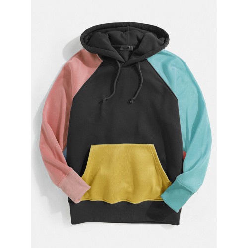 Mens Colorful Colorblock Patchwork Streetwear Kangaroo Pockets Hoodies Mens Colorful Colorblock Patchwork Streetwear Kangaroo Pockets Hoodies