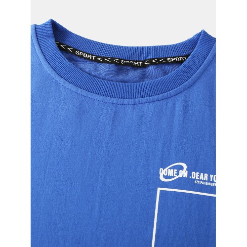 Mens Letter Print Patchwork Cotton Loose Casual Crew Neck Long Sleeve Sweatshirt Mens Letter Print Patchwork Cotton Loose Casual Crew Neck Long Sleeve Sweatshirt