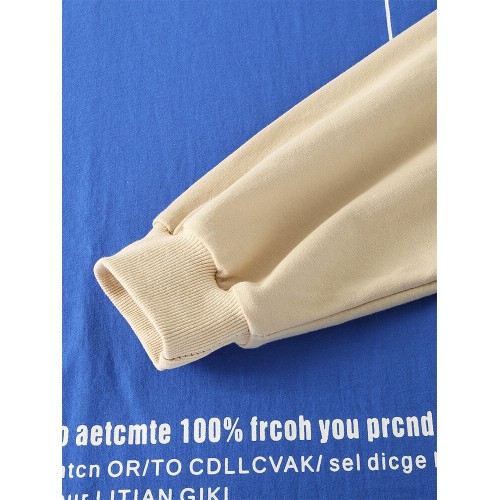 Mens Letter Print Patchwork Cotton Loose Casual Crew Neck Long Sleeve Sweatshirt Mens Letter Print Patchwork Cotton Loose Casual Crew Neck Long Sleeve Sweatshirt