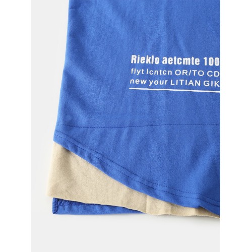 Mens Letter Print Patchwork Cotton Loose Casual Crew Neck Long Sleeve Sweatshirt Mens Letter Print Patchwork Cotton Loose Casual Crew Neck Long Sleeve Sweatshirt