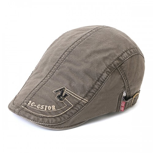 Men's Cotton Embroidery Adjustable Beret Cap Duck Hat Sunshade Casual Outdoors Peaked Forward Cap