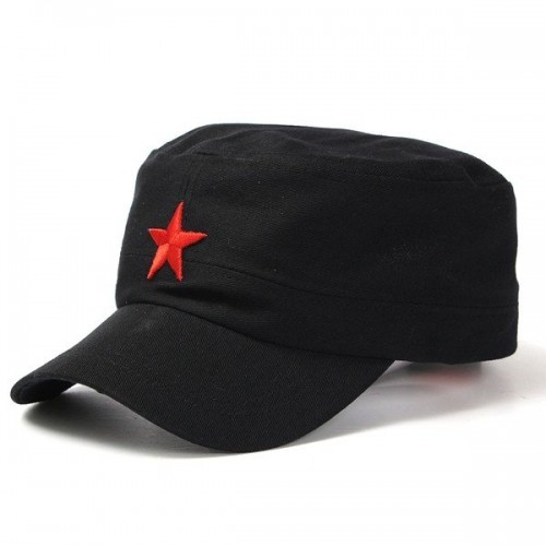 Men Women Red Five-Pointed Star Military Hat Cotton Adjustable Army Cadet Cap Lovers Hat