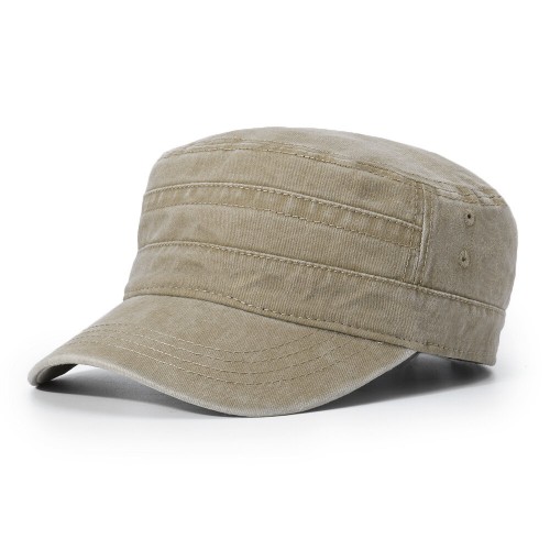Men Cotton Military Cap Flat Cap Sunshade Casual Outdoors Peaked Forward Cap Adjustable Hat