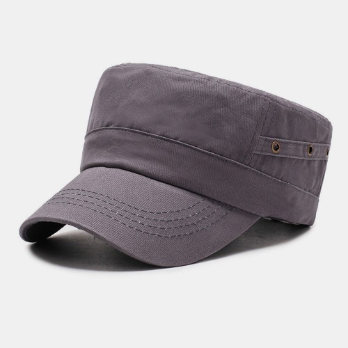 Men's Fashion Simple Pure Cotton Flat Hat Outdoor All-Match Solid Color Military Hat