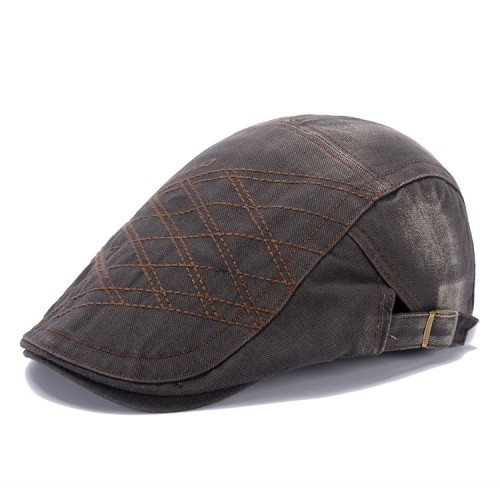 Men Denim Washing Beret Cap Casual Outdoor Sun Visor Peaked Hat