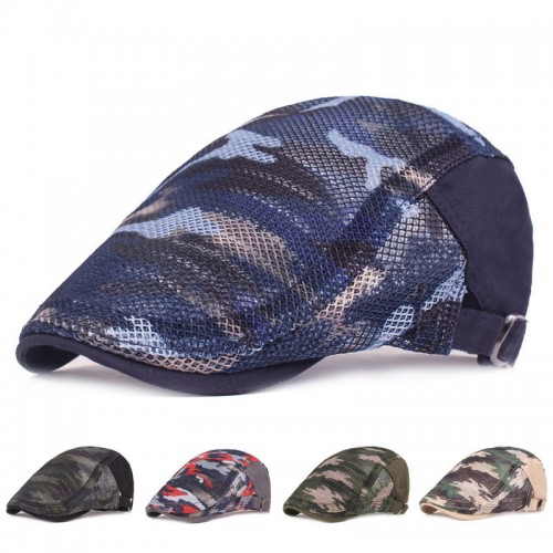 Women's Men's Mesh Beret Cap Camouflage Creathable Mesh Cap