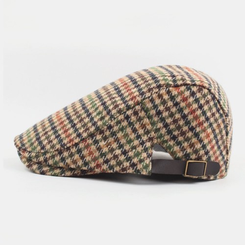 Men Cotton Stripe Pattern Literary Painter Retro British Style Casual Forward Hat Beret Hat
