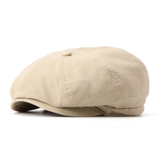 Mens Solid Color Simple Cotton Beret Hat Outdoor Casual Sunshade Adjustable Painter Hat