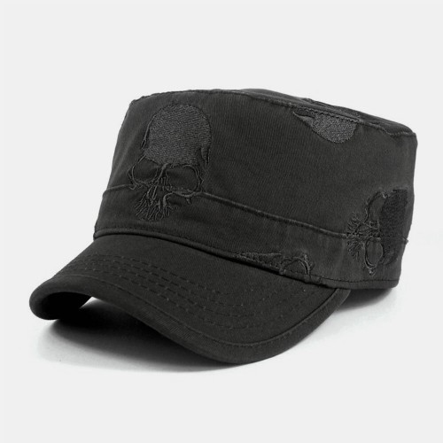 Skull Embroidery Autumn And Winter Flat Cap Men's Military Cap
