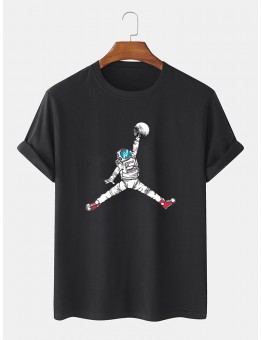 Mens Astronaut Graphic Short Sleeve Basic Tees T-shirts