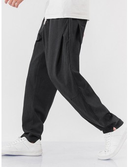 Mens 100% Cotton Breathable Drawstring Elastic Waist Sport Jogger Pants
