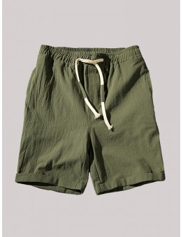 Mens Summer Breathable Brief Pure Color Elastic Drawstring Casual Thin Shorts