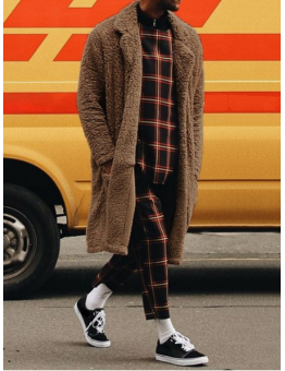 Mens Winter Fleece Plush Warm Long Coat Jacket Loose Overcoat Outerwear