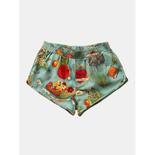 Men Retro Printing Shorts Breathable Cozy Sport Running Shorts Loungewear