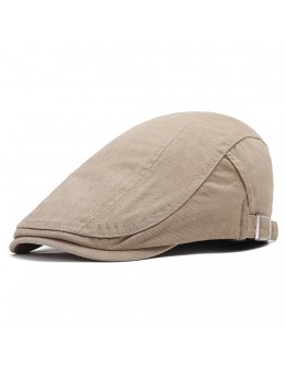 Men Cotton Solid Color Beret Cap Sunshade Casual Outdoors Peaked Forward Cap Adjustable Hat